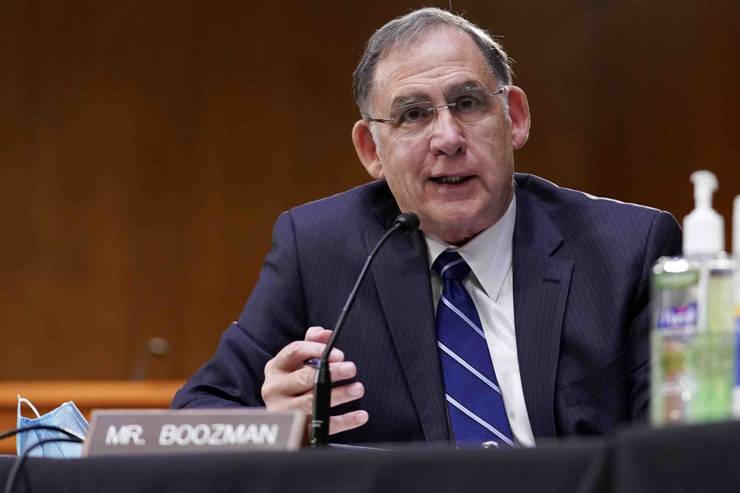 Sen. John Boozman, R-Ark., speaks during a confirmation hearing for Secretary of Veterans Affairs nominee Denis McDonough before the Senate Committee on Veterans’ Affairs on Capitol Hill, Wednesday, Jan. 27, 2021, in Washington. (Sarah Silbiger/Pool via AP)