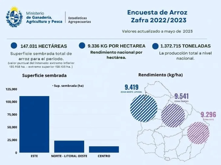  Safra uruguaia alcança média de 9.336 kg/ha