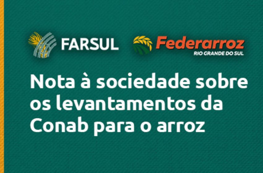  Farsul e Federarroz contestam números da Conab para o arroz